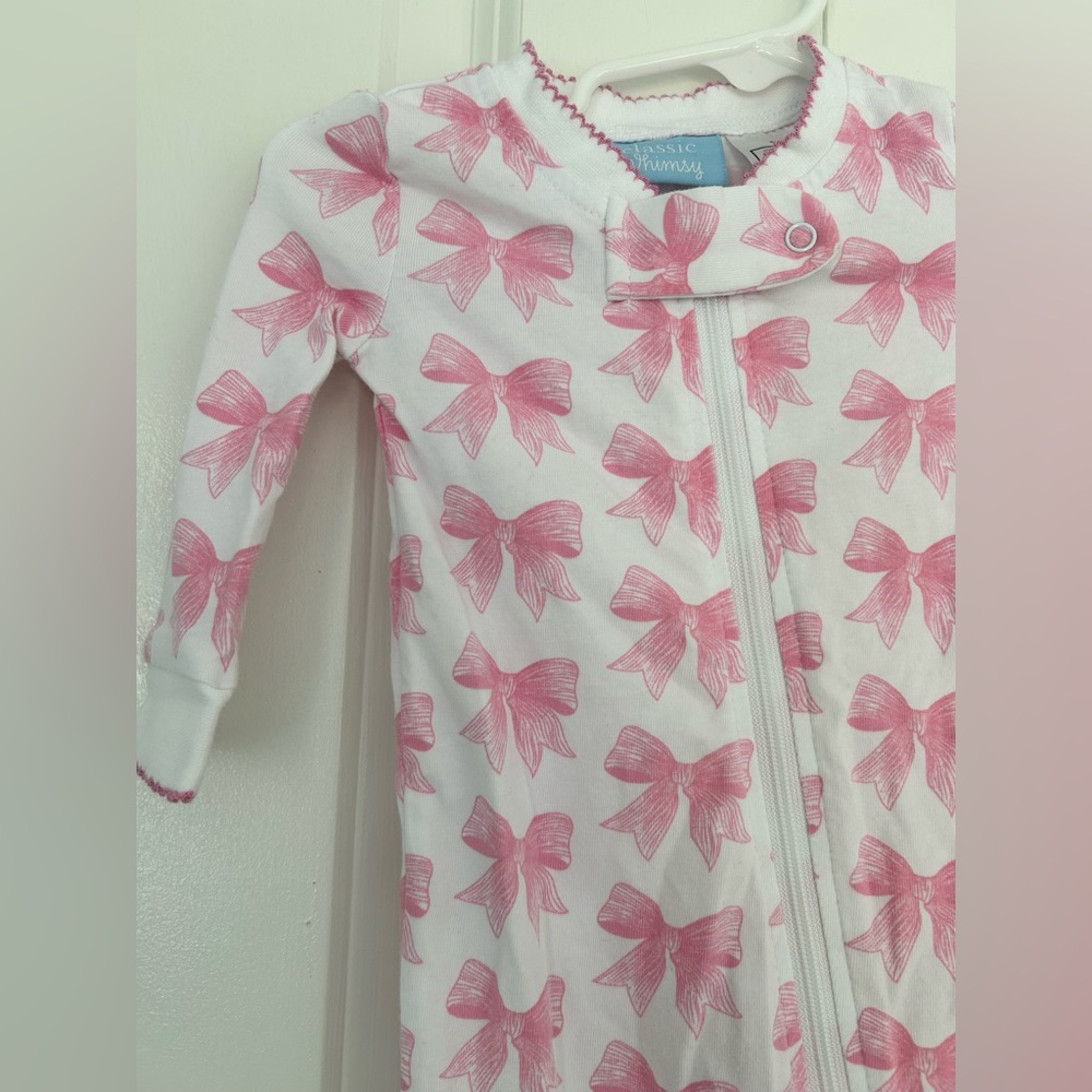 Pink Bow Kids One Piece Footie